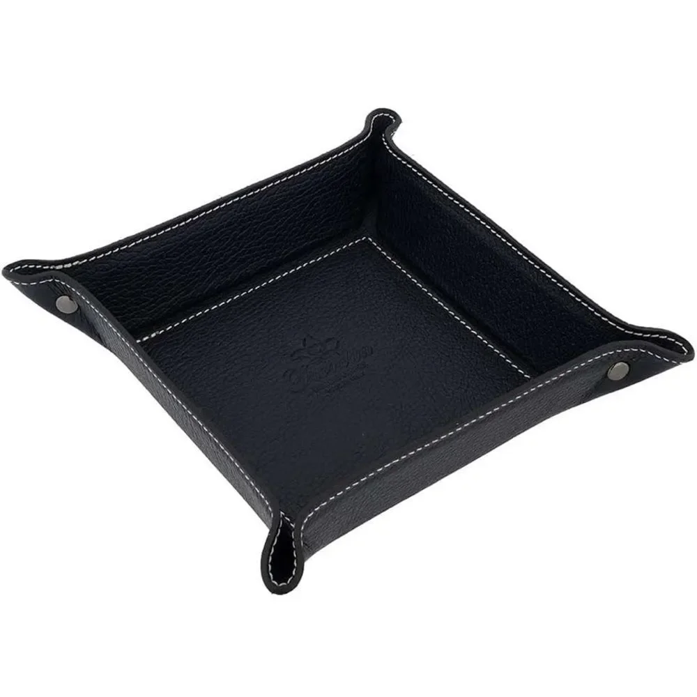 Black Italian Leather Valet Tray 6.5” x 6.5” - Picture 3 of 9